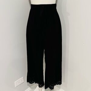 Cato Black Pants with Lace Hem for Effortless Elegance